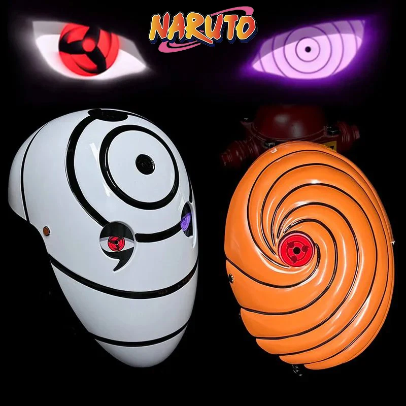 Naruto Uchiha Obito Tobi Glowing Sharingan Mask Helmet Cosplay Props