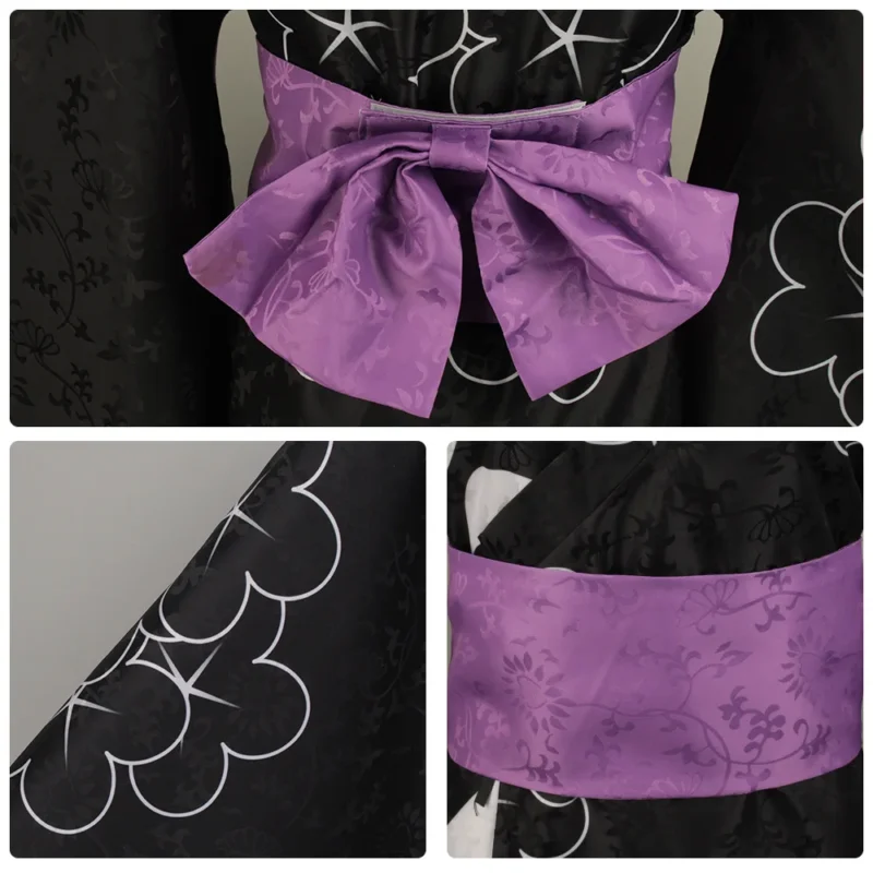 My Dress Up Darling: Marin Kitagawa | Traditional Black and Purple Patterned Kimono Cosplay Costume