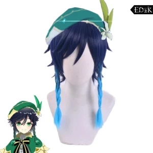 Alternative view of Genshin Impact: Venti | Gradient Blue Heat Resistant Braid Wig