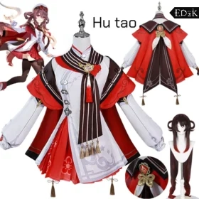 Genshin Impact: Hu Tao | Red and White Cherry Snow-Laden Traditional Chinese Dress Cosplay Costume Set