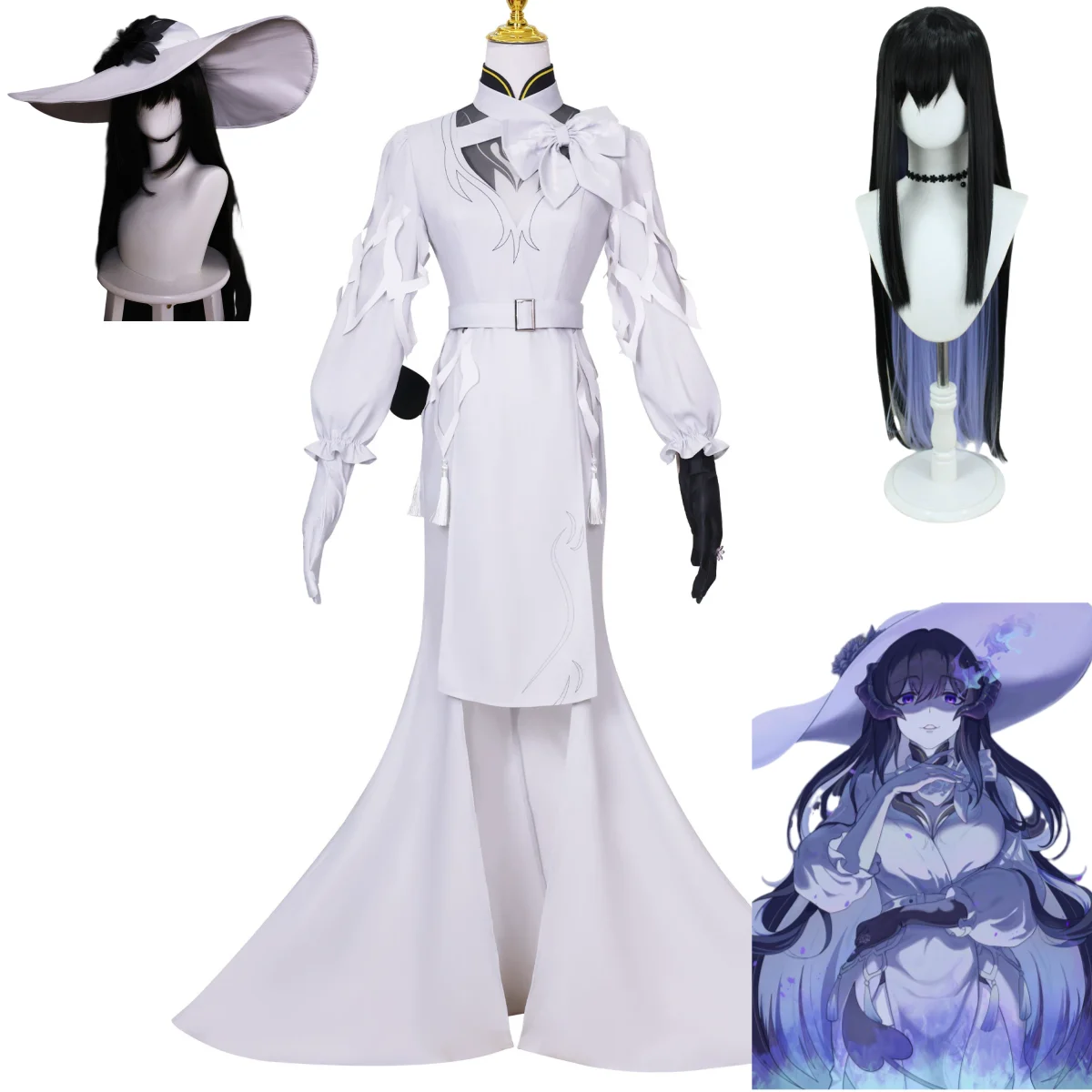 Honkai: Star Rail: Constance |  Fantasy White Dress and Hat Cosplay Costume Set