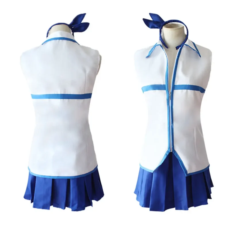 Alternative view of Fairy Tail: Lucy Heartfilia | Blue Sleeveless Sailor Uniform Cosplay Costume Set