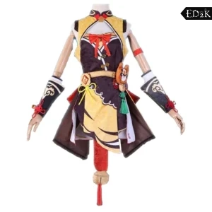 Alternative view of Genshin Impact: Xiangling | Yellow Traditional Dress Cosplay Costume Set