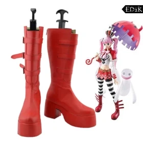 One Piece: Perona | Red Knee-High Boots Cosplay Shoes