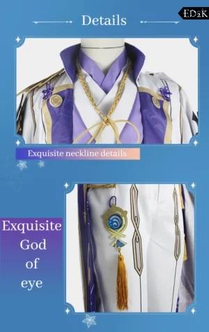 Genshin Impact: Kamisato Ayato | Blue White Traditional Uniform Cosplay Costume