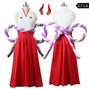 Alternative view of One Piece: Yamato | White and Red Kimono Cosplay Costume Set