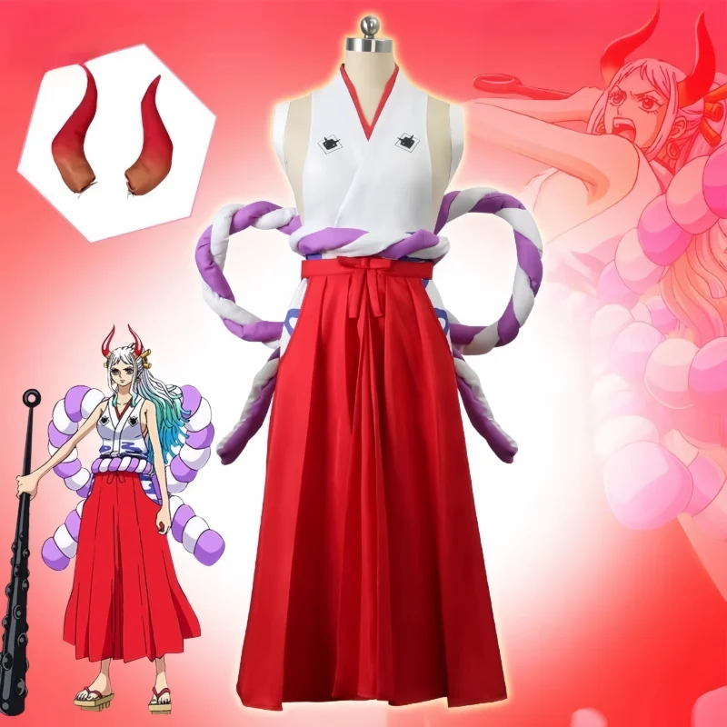 One Piece: Yamato | White and Red Kimono Cosplay Costume Set