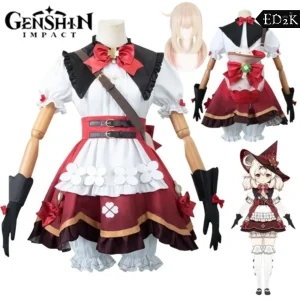 Genshin Impact: Klee | Red White Blossoming Starlight Outfit Cosplay Costume Set