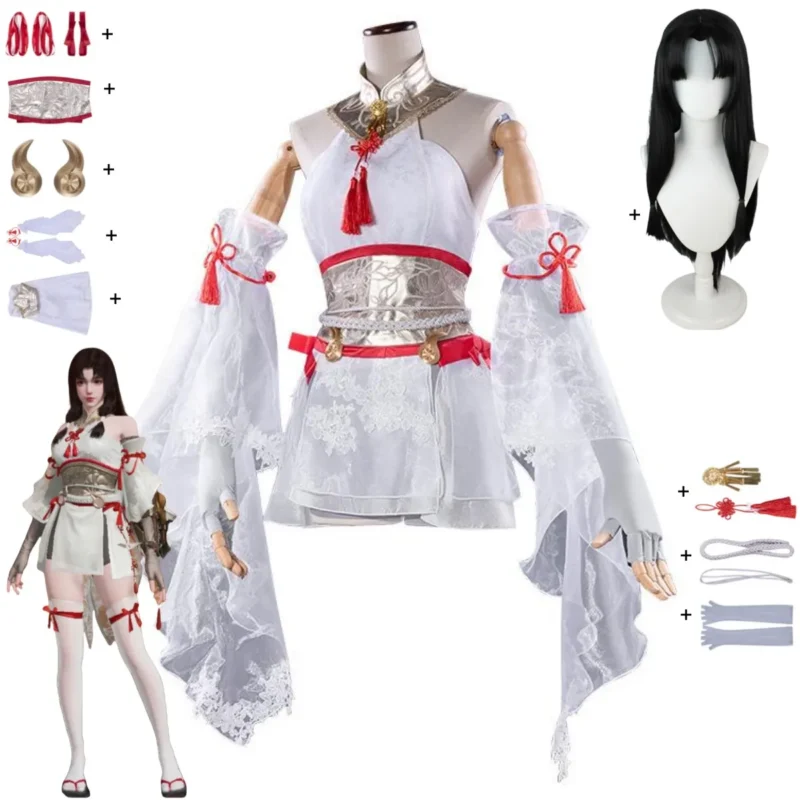 Naraka: Bladepoint: Tsuchimikado Kurumi | Fantasy White Dress Cosplay Costume Set