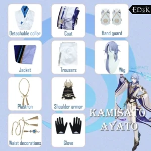 Genshin Impact: Kamisato Ayato | Blue White Traditional Uniform Cosplay Costume