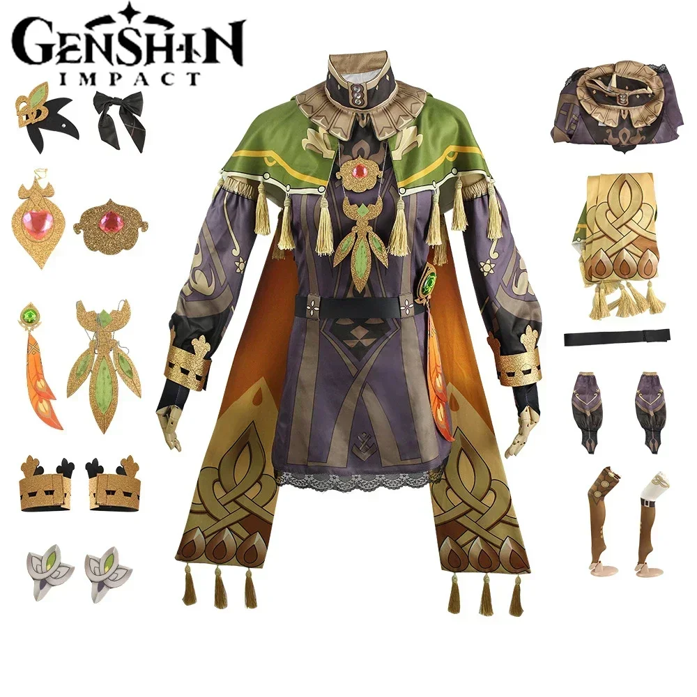 Genshin Impact: Collei | Green Brown Traditional Sumeru Dress Cosplay Costume Set