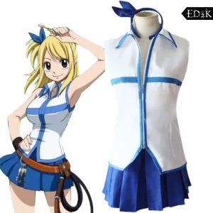 Fairy Tail: Lucy Heartfilia | Blue Sleeveless Sailor Uniform Cosplay Costume Set