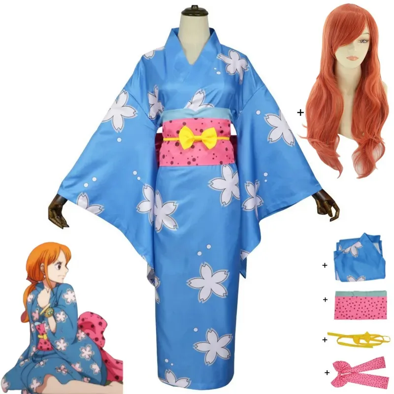 One Piece: Nami | Blue Wano Country Kimono Cosplay Costume Set