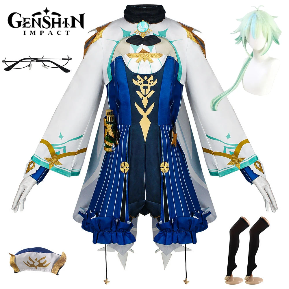 Genshin Impact: Sucrose | Green and White Uniform Cosplay Costume