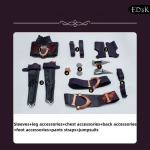 League of Legends: Ruined King Briar | Black PU Jumpsuit Cosplay Costume Set