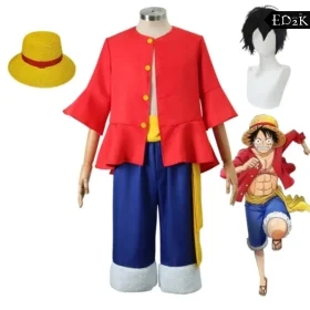 One Piece: Monkey D. Luffy | Red Sleeveless Top Cosplay Costume Set