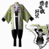 Demon Slayer: Kimetsu no Yaiba: Himejima Gyoumei | Green Kimono-style Battle Coat Cosplay Costume Set