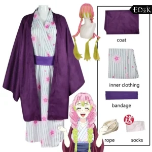 Demon Slayer: kimetsu no Yaiba: Kanroji Mitsuri | Purple Kimono Cosplay Costume Set