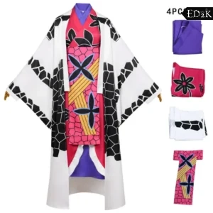 Alternative view of Demon Slayer: Kimetsu no Yaiba: Daki | Red Kimono Dress Cosplay Costume Set