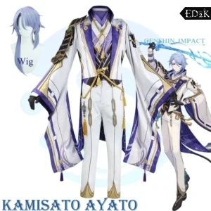 Genshin Impact: Kamisato Ayato | Blue White Traditional Uniform Cosplay Costume