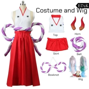 One Piece: Yamato | White and Red Kimono Cosplay Costume Set
