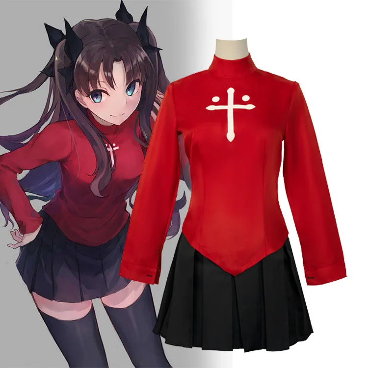 Alternative view of Fate/Stay Night: Tohsaka Rin | Red Uniform Cosplay Costume Set