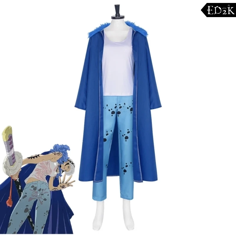 Alternative view of One Piece: Trafalgar Law | Blue Coat Cosplay Costume