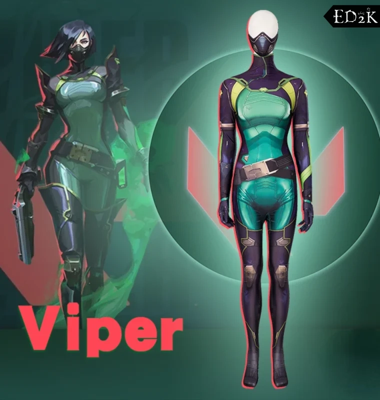 VALORANT: Viper | Green & Black Zentai Cosplay Suit