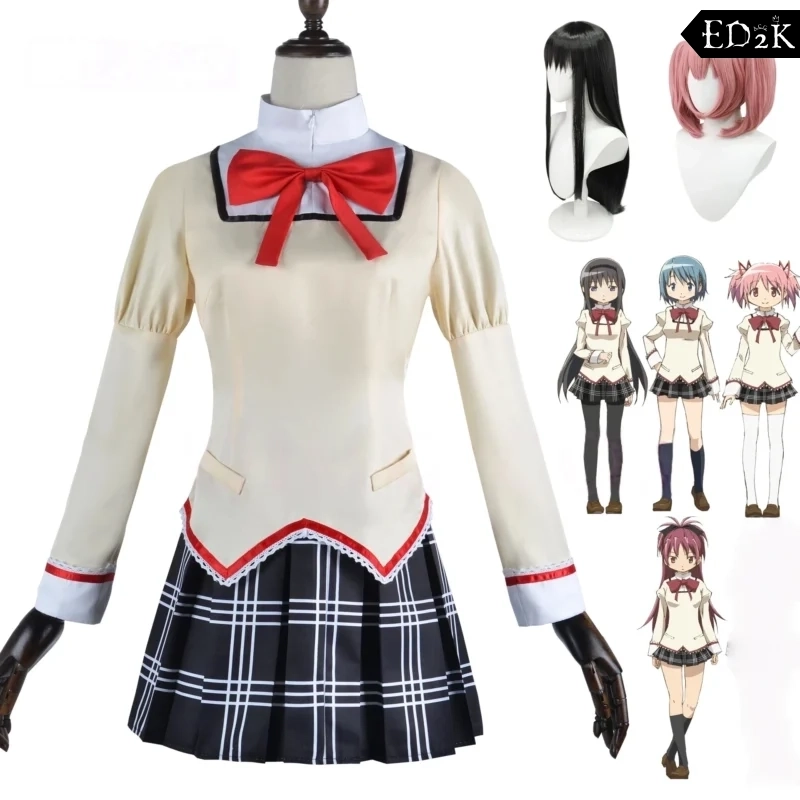 Puella Magi Madoka Magica: Akemi Homura And Miki Sayaka And Tomoe Mami And Madoka Kaname And Sakura Kyōko | School Uniform Costume Cosplay