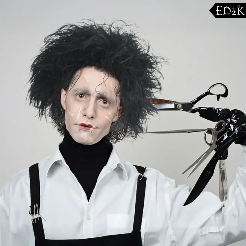 Alternative view of Edward Scissorhands: Edward | Black Synthetic Short Curly Wig for Cosplay