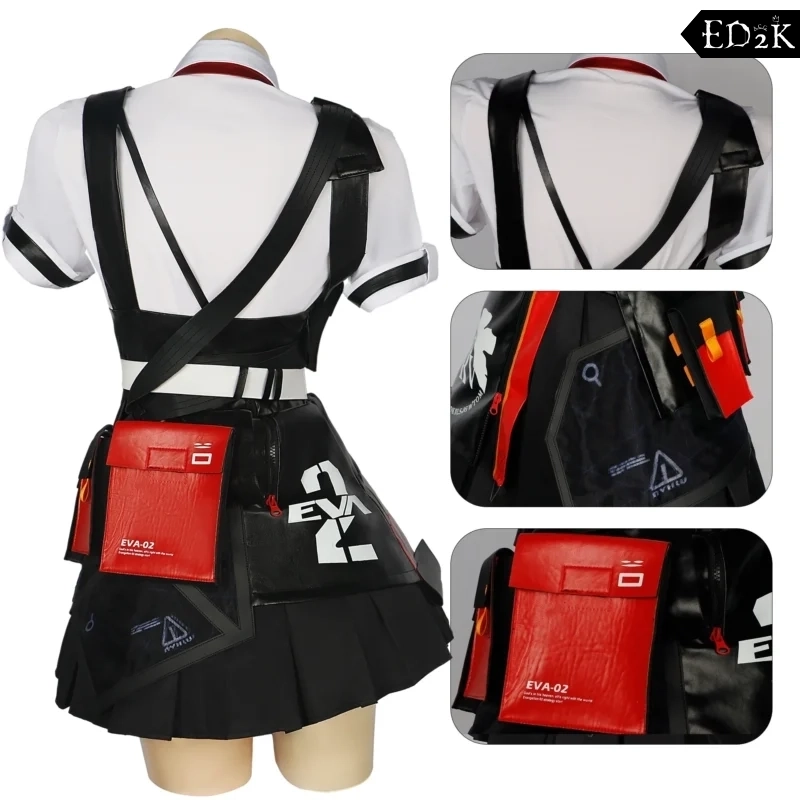 Neon Genesis Evangelion X Honkai Impact 3rd: Asuka Langley Soryu | White Uniform Cosplay Costume Set
