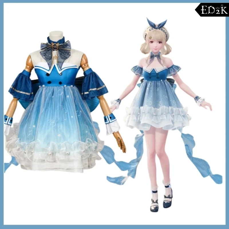 Alternative view of Infinity Nikki: Nikki | Blue Bubbles Princess Dress Cosplay Costume Set