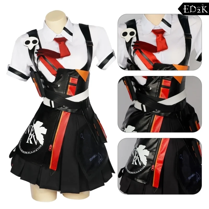 Neon Genesis Evangelion X Honkai Impact 3rd: Asuka Langley Soryu | White Uniform Cosplay Costume Set