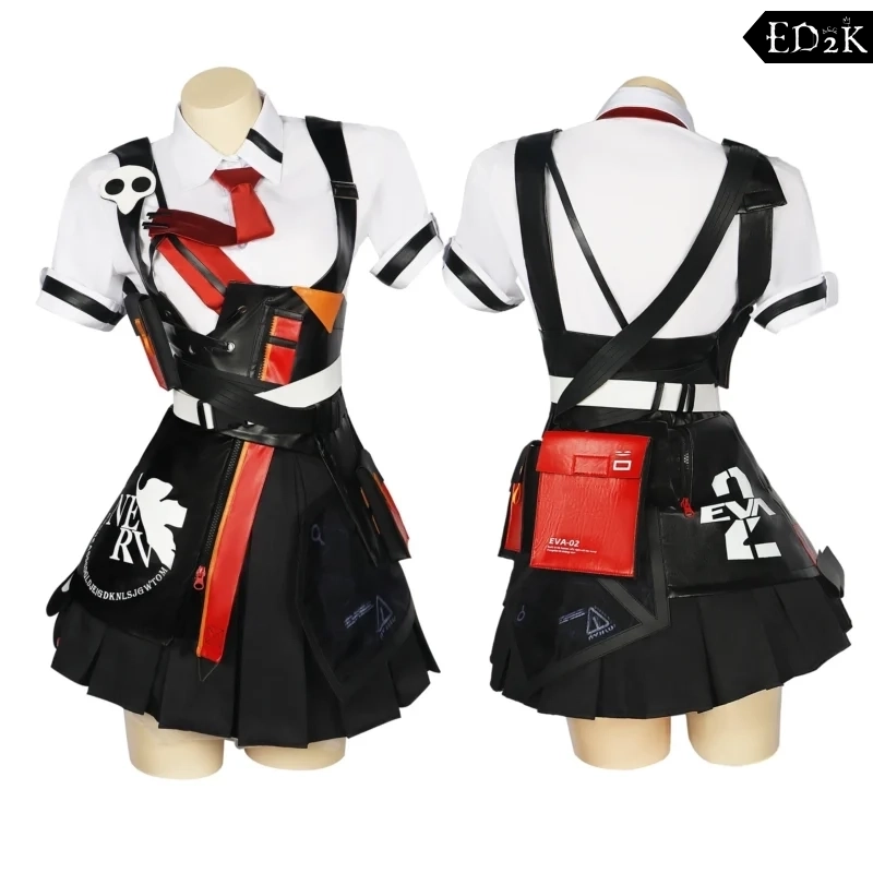 Neon Genesis Evangelion X Honkai Impact 3rd: Asuka Langley Soryu | White Uniform Cosplay Costume Set
