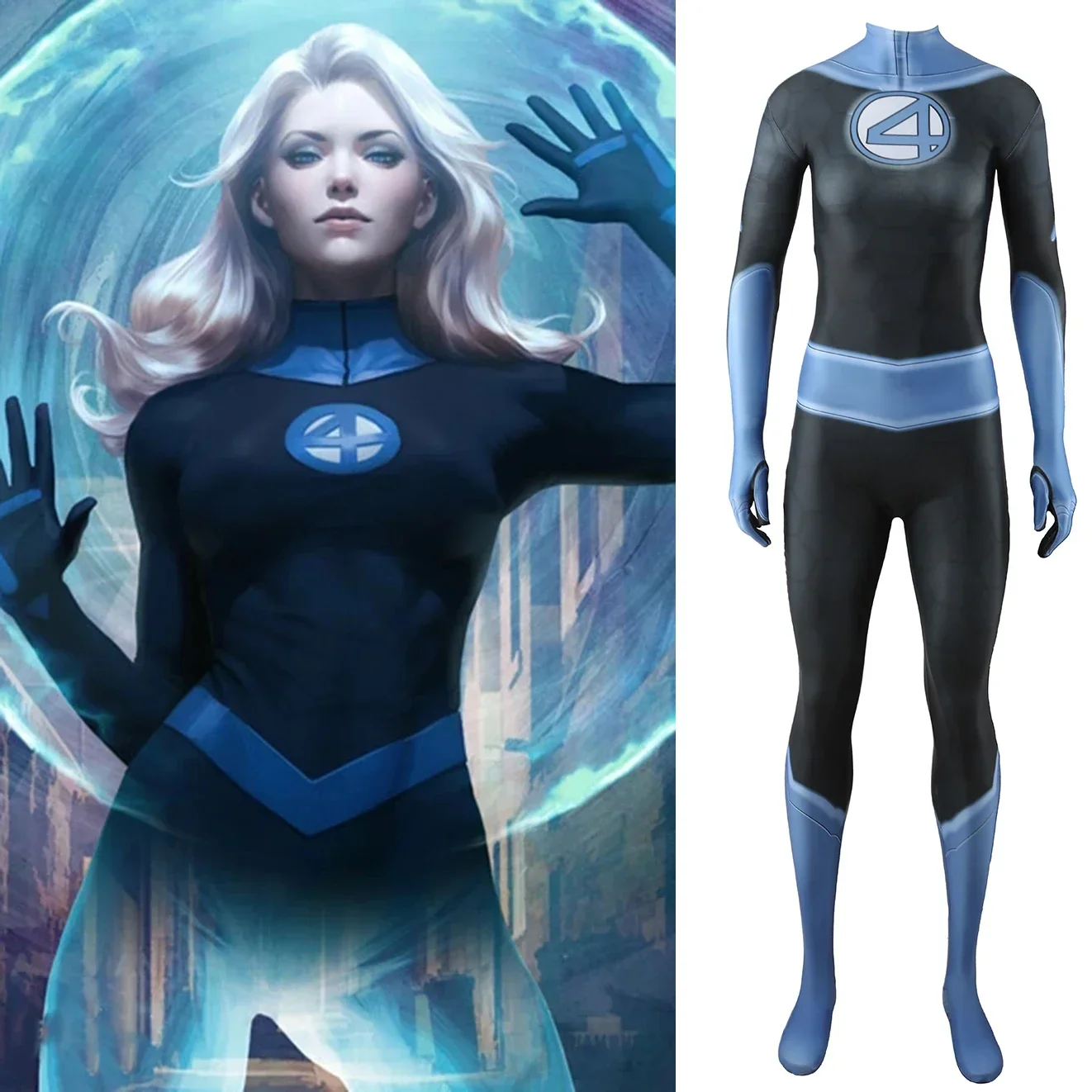 Fantastic Four: Invisible Woman (Susan Storm) | Spandex Bodysuit Cosplay Costume