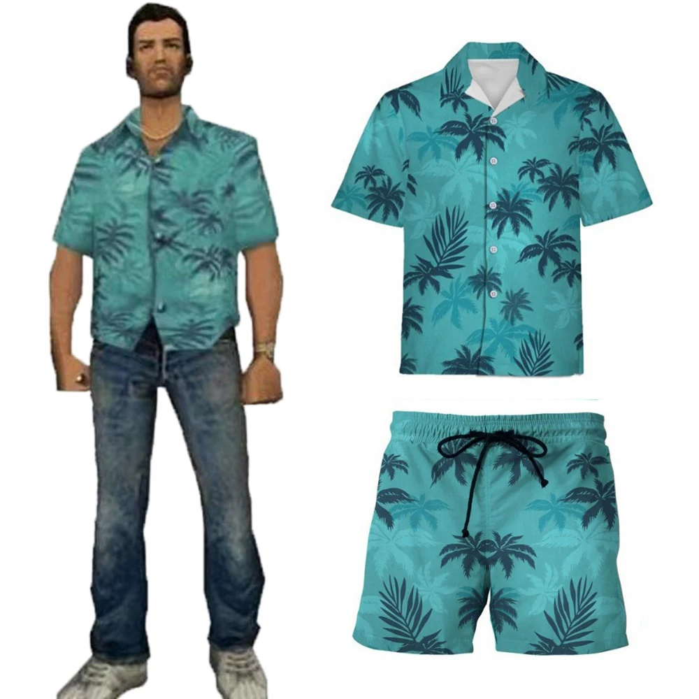 Grand Theft Auto: Tommy Vercetti | Green T-Shirt & Khaki Pants Cosplay Costume