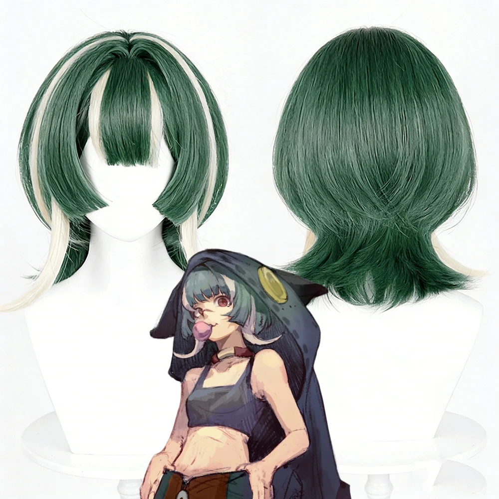 GACHIAKUTA: Guita Hebby | Green White Mixed Short Heat-Resistant Synthetic Wig Cosplay