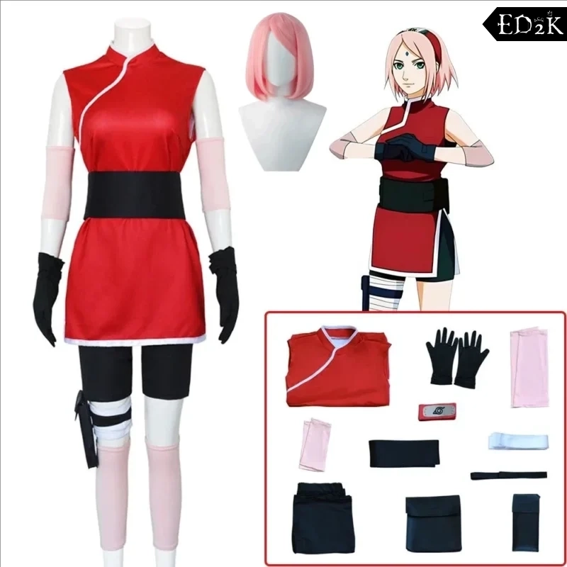 Naruto: Sakura Haruno | Konoha Ninja Skirt Outfit Cosplay Costume Set