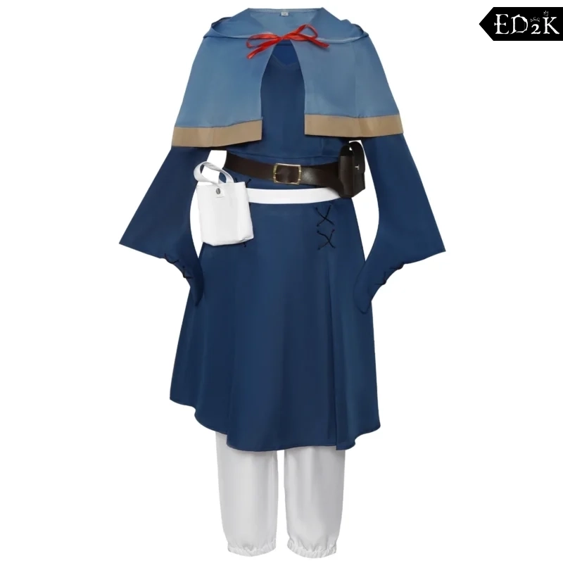 Alternative view of Delicious in Dungeon: Marcille | Blue Dress with Shawl Cosplay Costume Set