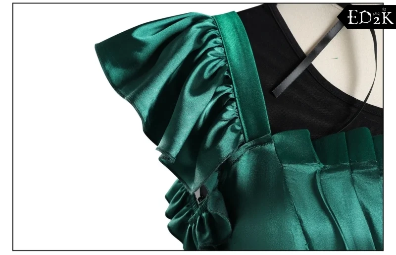 Wednesday: Agnes Demille | Green High-Low Gothic Gown Costume Cosplay