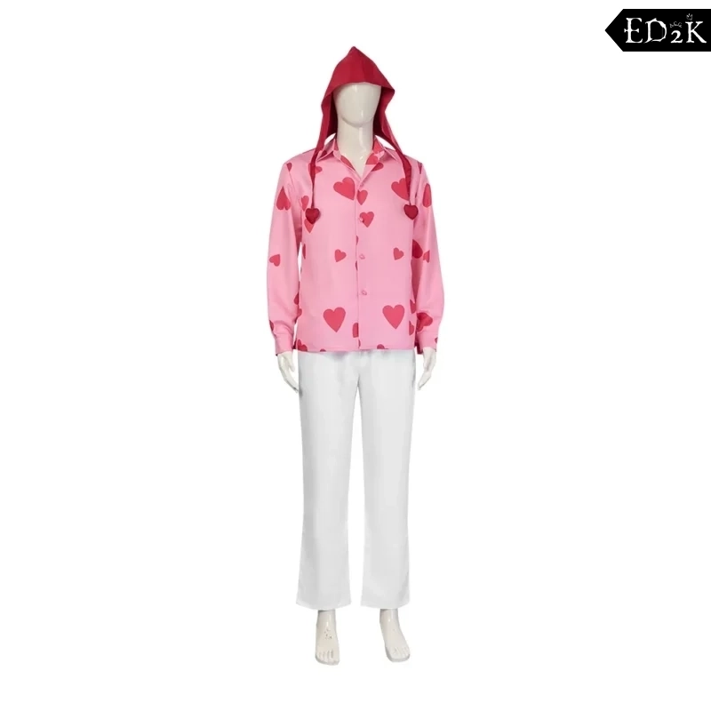 One Piece: Donquixote Rosinante | Black Plush Jacket and Pink Shirt Costume Cosplay