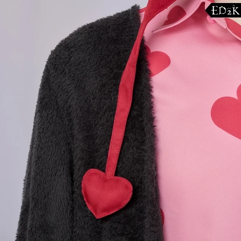 One Piece: Donquixote Rosinante | Black Plush Jacket and Pink Shirt Costume Cosplay