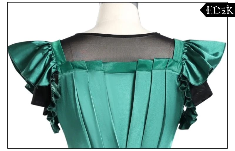 Wednesday: Agnes Demille | Green High-Low Gothic Gown Costume Cosplay