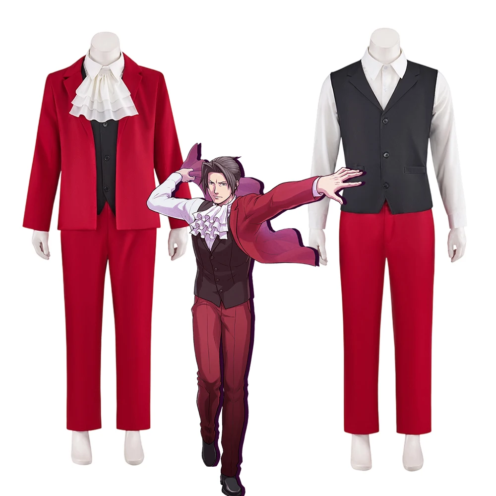 Ace Attorney: Miles Edgeworth (Benjamin Hunter) | Red Prosecutor Cosplay Costume