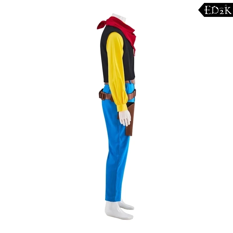 Tous à l'Ouest: Une aventure de Lucky Luke:Lucky Luke | Yellow Blue Cowboy Cosplay Costume