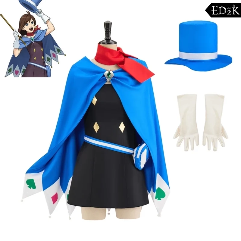 Ace Attorney: Trucy Wright (Naruhodou Minuki) | Blue Black Magician Cosplay Costume