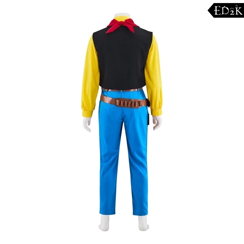 Tous à l'Ouest: Une aventure de Lucky Luke:Lucky Luke | Yellow Blue Cowboy Cosplay Costume