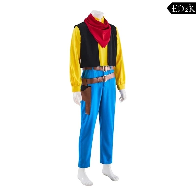 Tous à l'Ouest: Une aventure de Lucky Luke:Lucky Luke | Yellow Blue Cowboy Cosplay Costume