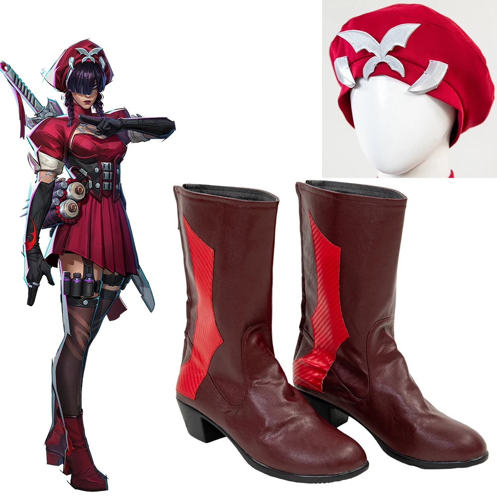 Marvel: Captain America Psylocke | Red Cosplay Boots And Hat
