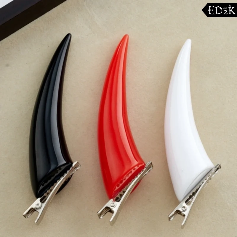 Dark Gothic Devil Horn Hair Clips Set 2PCS Black Hair Accessories for Halloween Cosplay